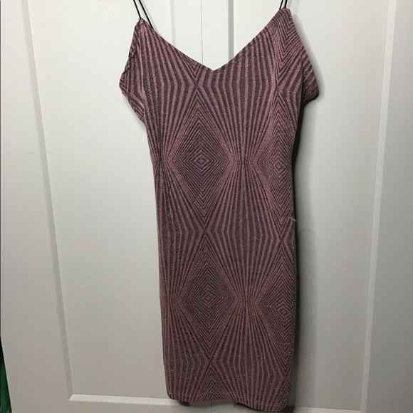 Shimmery Pink Mini Bodycon Dress - Picture 2 of 4
